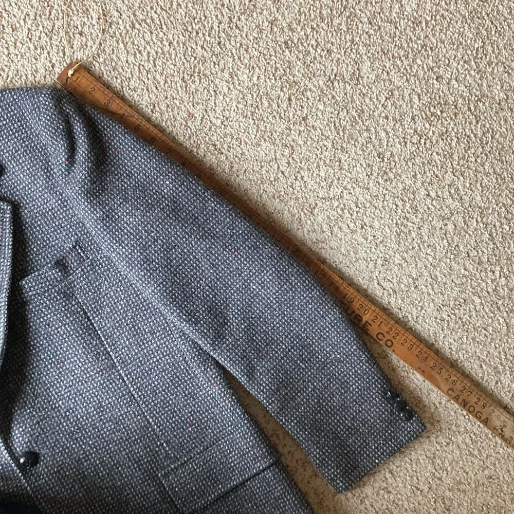 Vtg Pendleton Men’s Gray Multi-Color Fleck Tweed Wool Blazer Jacket Suede Trim